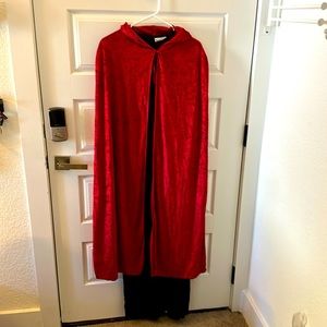 Unisex Red velvet hooded cape. Red riding hood. Vampire costume.So many options!